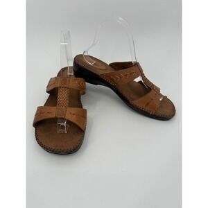 Airstep Leather Sandals Slides Comfort Casual Brown Shoes